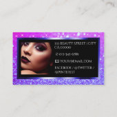 Schimmernder rosa Lila Sparkle-Glitzer mit Foto Visitenkarte (Rückseite)