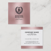 Schimmernder Rose-Gold & Black Laurel Wreath Quadratische Visitenkarte (Vorne/Hinten)