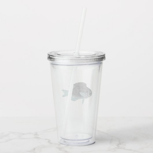 Schimmernder Silberfisch Acryltrinkbecher (Rückseite)