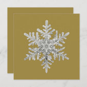 Schimmernder Silberschneeflockenkristall auf Goldm Feiertagskarte (Vorne/Hinten)