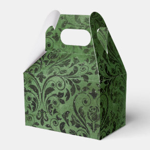 Schimmernder Waldgrün und Schwarz Vintage Damast Geschenkschachtel
