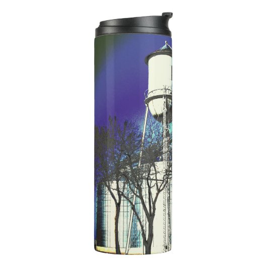 Schimmernder Wasserturm Thermosbecher (Nach links gedreht)