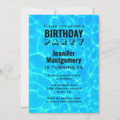 Schimmerndes blaues Schwimmbad Wasserspiegeln Gebu Einladung (Vorderseite)