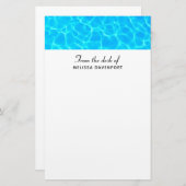 Schimmerndes Blue Pool Water Reflections Foto Briefpapier (Vorne/Hinten)