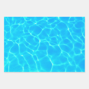 Schimmerndes Blue Pool Water Reflections Foto Geschenkpapier Set