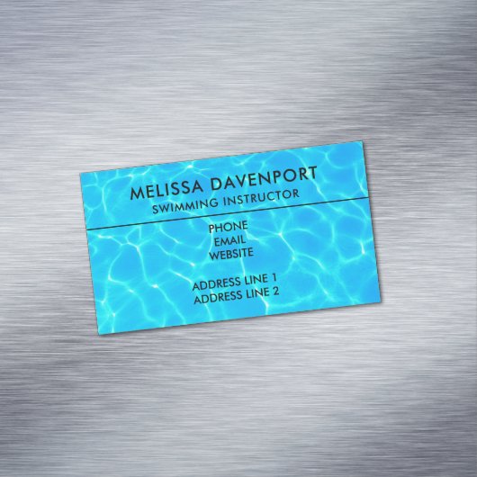 Schimmerndes Blue Pool Water Reflections Foto Magnetische Visitenkarte (Beispiel)