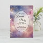 Schimmerndes Celestial Stardust Skies Dinner Party Einladung (Stehend Vorderseite)