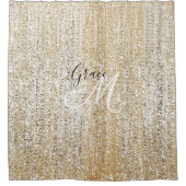 Schimmerndes Champagner-Sparkling Modernes Monogra Duschvorhang (Vorderseite)