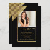Schimmerndes Corner Stripes Foto Einladung (Vorne/Hinten)
