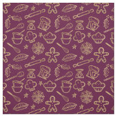 Schimmerndes Gold Burgund Weihnachtsbackmuster Stoff (Muster)