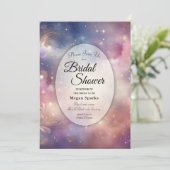 Schimmerndes Himmelshimmel-Brautparty Einladung (Stehend Vorderseite)
