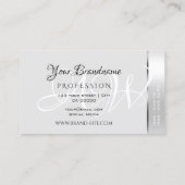Schimmerndes, leicht Silberfarbiges Streifen Monog Visitenkarte (Rückseite)