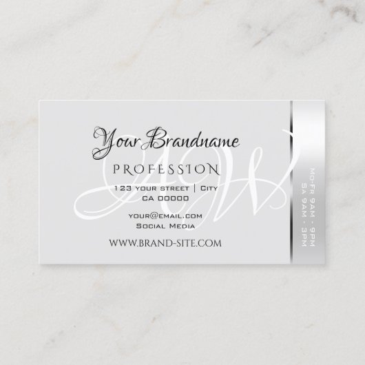 Schimmerndes, leicht Silberfarbiges Streifen Monog Visitenkarte (Rückseite)