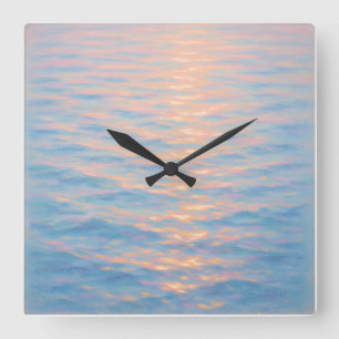 Schimmerndes Meer - Pastell-Malstil-Kunst Quadratische Wanduhr
