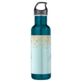 Schimmerndes Meeresblau mit goldenem Glitzer Spark Edelstahlflasche (Vorderseite)