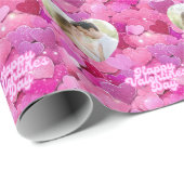 Schimmerndes rosa Herz-Foto Geschenkpapier (Rolleneckpunkt)