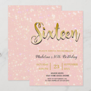 Schimmerndes Rosa   Sweet 16 Einladung