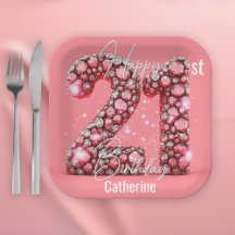 Schimmerndes Rosa und Silbersteine 21. Geburtstag