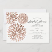 Schimmerndes Rose Gold Dahlias Brautparty Einladung (Vorderseite)