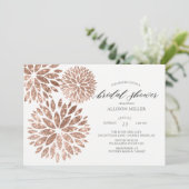 Schimmerndes Rose Gold Dahlias Brautparty Einladung (Stehend Vorderseite)