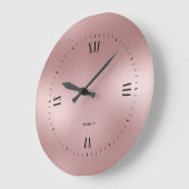 Schimmerndes Rose-Gold-Hintergrundmonogramm Große Wanduhr (Winkel)