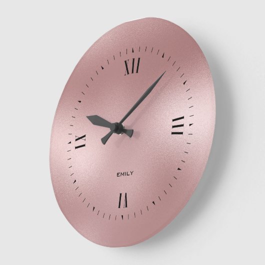 Schimmerndes Rose-Gold-Hintergrundmonogramm Große Wanduhr (Winkel)