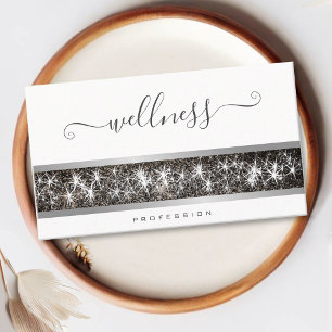 Schimmerndes Silver Glitzer Custom Foto Logo Welln Visitenkarte