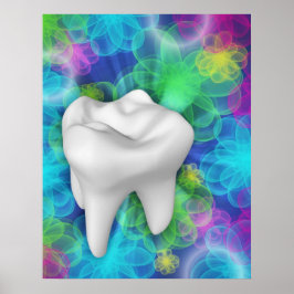 Schimmerndes White Tooth Dentist Flower Poster