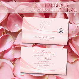 Schimmerpastellrosa mit Monogram und Diamond Visitenkarte