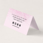 Schimmerrosa Glitzer Staub geklappt Visitenkarten (Rückseite)