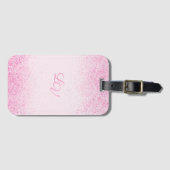 Schimmerrosa Glitzer Staub Gepäckanhänger (Vorderseite (Horizontal))