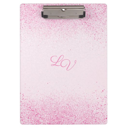 Schimmerrosa Glitzer Staub Klemmbrett (Vorderseite)
