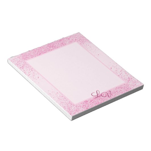 Schimmerrosa Glitzer Staub Notizblock (angewinkelt)