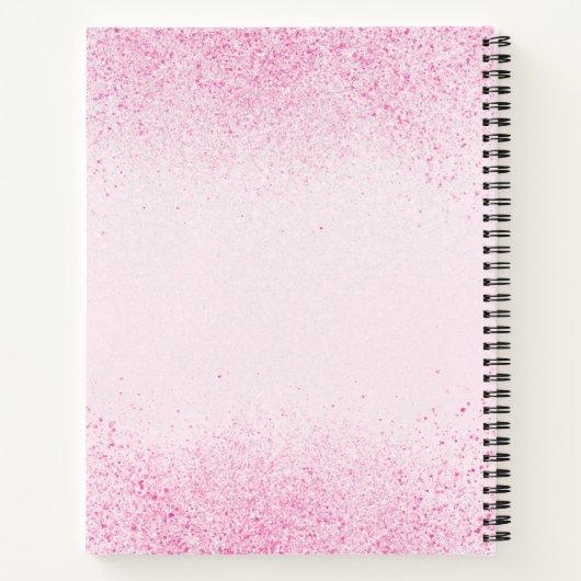 Schimmerrosa Glitzer Staub Notizblock (Rückseite)