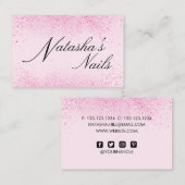 Schimmerrosa Glitzer Staub Visitenkarte (Vorne/Hinten)