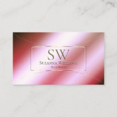 Schimmerrosa grüne Gradient mit Monogramm-Blitze Visitenkarte (Vorderseite)