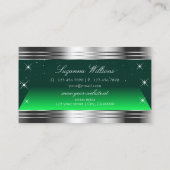 Schimmerstars Grüne Silber-Grenzen mit Monogramm Visitenkarte (Rückseite)