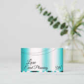 Schimmery Aquamarin Glamour mit Initials Stilvoll Visitenkarte (Stehend Vorderseite)