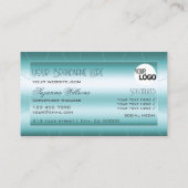 Schimmery Aquamarin mit Diamanten und Logos Stilvo Visitenkarte (Rückseite)