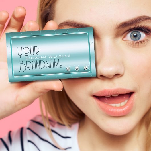 Schimmery Aquamarin mit Diamonds Herausragende Gla Visitenkarte