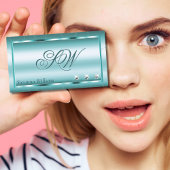 Schimmery Aquamarin mit Diamonds und Monogram Eleg Visitenkarte
