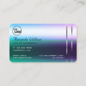Schimmery Aquamarine Lila Ombre Silver Dekoration  Visitenkarte (Rückseite)