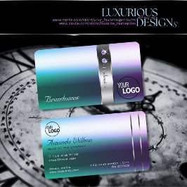 Schimmery Aquamarine Lila Ombre Silver Dekoration  Visitenkarte