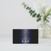 Schimmery Blue Black Sparkling Diamonds Initials Visitenkarte (Stehend Vorderseite)