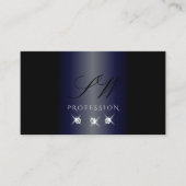 Schimmery Blue Black Sparkling Diamonds Initials Visitenkarte (Vorderseite)