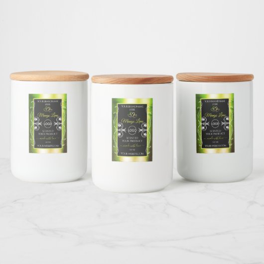 Schimmery Green Product Labels Logo Juwelen Black Lebensmitteletikett (Flaschen)