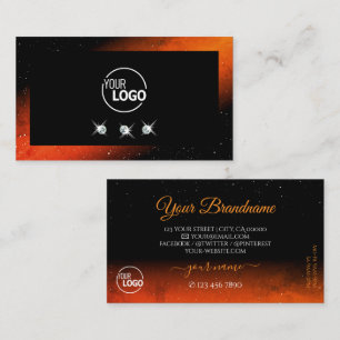 Schimmery Orange Black Sparkling Diamonds mit Logo Visitenkarte