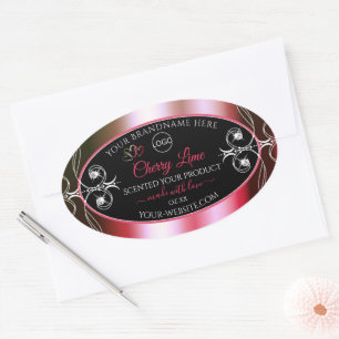 Schimmery Red Green Product Label Logo Juwelen Bla Ovaler Aufkleber