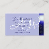 Schimmery Royal Blue Colorful Stripes und Monogram Visitenkarte (Rückseite)