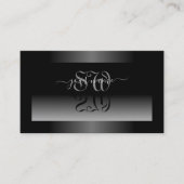 Schimmery Schwarz Grau Weiß Gradient und Initialen Visitenkarte (Vorderseite)